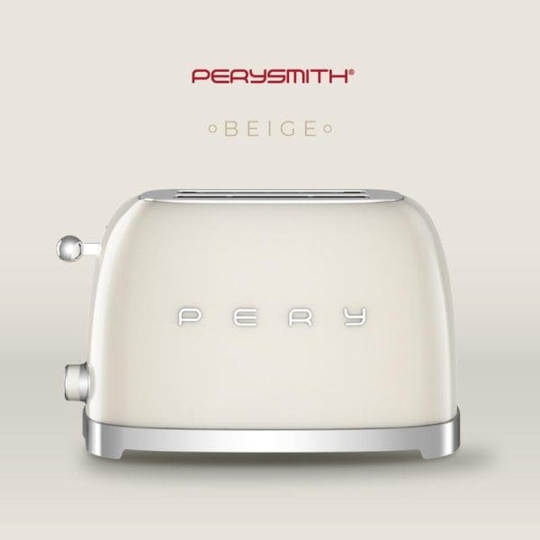 PerySmith TT1010 2-slice retro bread toaster in beige color with silver accents and "PERY" branding on white background for barangelektrik.my