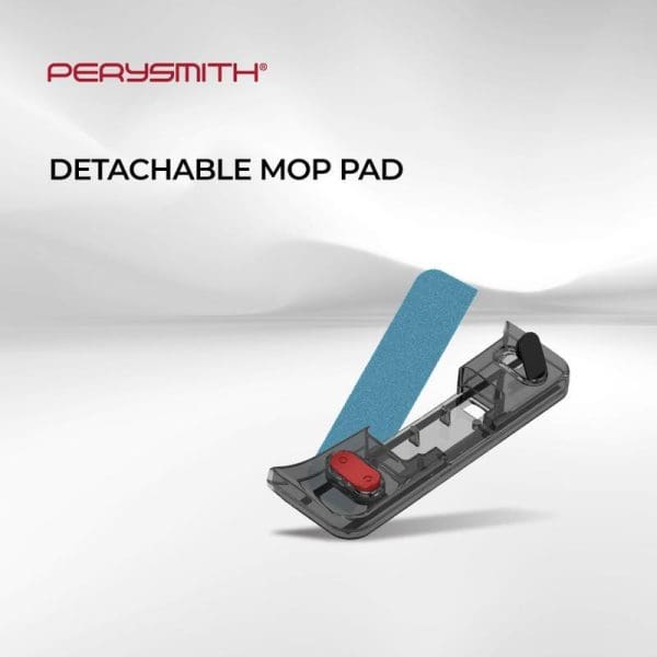 PerySmith detachable mop pad with blue microfiber cloth attached to black plastic base with red release button, designed for K2 Max and K3 Max models.
