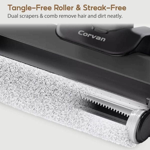 Corvan W6 Pro Vakum Tanpa Wayar Basah & Kering dengan roller bebas kusut dan comb pembersih untuk mengeluarkan rambut dan kotoran dengan kemas