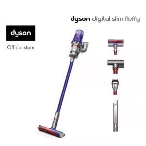 Dyson Digital Slim Fluffy vakum tanpa wayar ungu dengan pelbagai kepala pembersih dan aksesori, dari kedai rasmi Dyson untuk dijual di barangelektrik.my