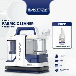 Electrova iClean2 VacLife Series Fabric Cleaner dengan tangki air, hos fleksibel, botol larutan pembersih percuma untuk kerusi kereta, sofa dan katil.