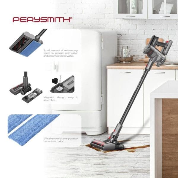 PerySmith Cordless Vacuum Cleaner Xtreme Pro Series XP5 dengan ciri-ciri magnetik, anti-bakteria, dan reka bentuk tanpa wayar untuk pembersihan rumah yang berkesan.