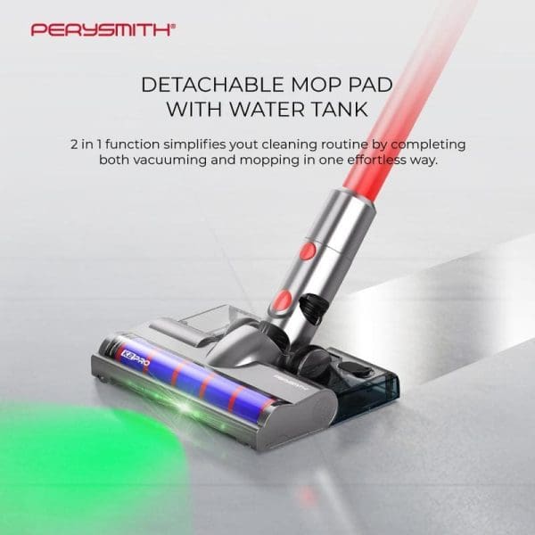 PerySmith Cordless Vacuum Cleaner Xtreme Series K2 Pro dengan pad mop boleh tanggal dan tangki air untuk fungsi 2 dalam 1 vakum dan mop