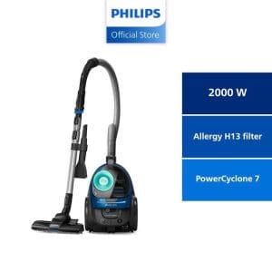 Philips PowerPro Active Bagless Vacuum Cleaner FC9570 dengan kuasa 2000W, penapis alergi H13, dan teknologi PowerCyclone 7 untuk pembersihan berkesan di rumah.