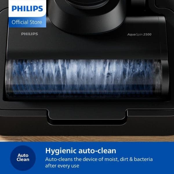 Philips XW6264 Wet and Dry 2-in-1 Cordless Vacuum Cleaner dengan teknologi AquaSpin 2500 dan Auto Clean yang membersihkan kelembapan, kotoran dan bakteria secara automatik.