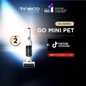 Penyedut vakum Tineco GO MINI PET tanpa wayar, ringan dan mudah alih dengan masa operasi 20 minit, sesuai untuk pembersihan haiwan peliharaan di barangelektrik.my