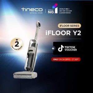 Tineco iFloor Y2 Pembersih Lantai Tanpa Wayar - Ringan, Anti-Kusut, 30 Minit Runtime dengan Jaminan Tempatan 2 Tahun dan Baucar TikTok